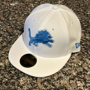 New Era Detroit Lions Low Profile 59Fifty Fitted Hat White Size 7 3/8 NFL